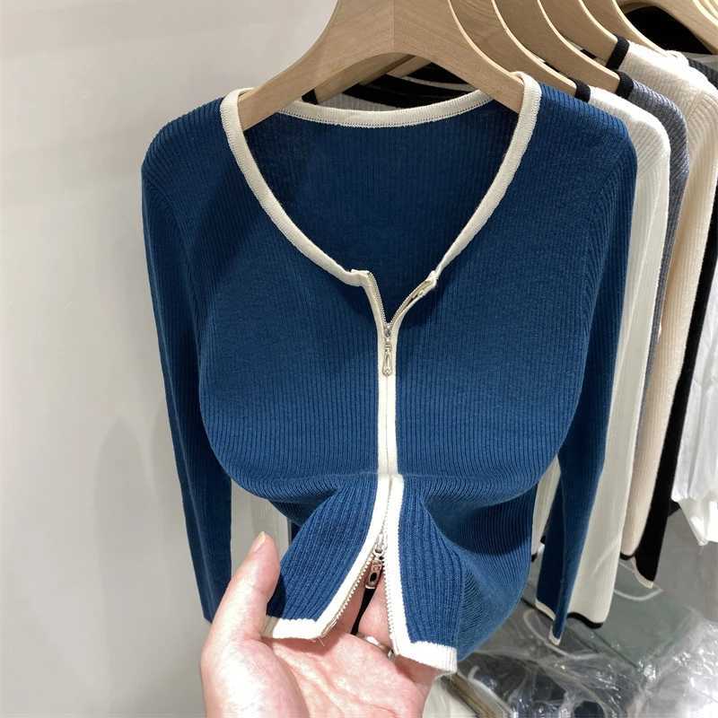 Knitted Sweater Women Cardigans New Long Sleeve O-Neck White Knit Sweater Cardigan Women Tops Knitwears Sueters De Mujer Q963 M260306