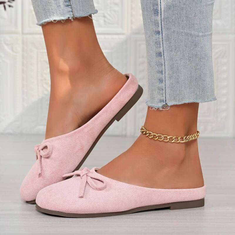 2026 new women's fashionable bow toe casual with soft soles comfortable and wear-resistant flat shoes