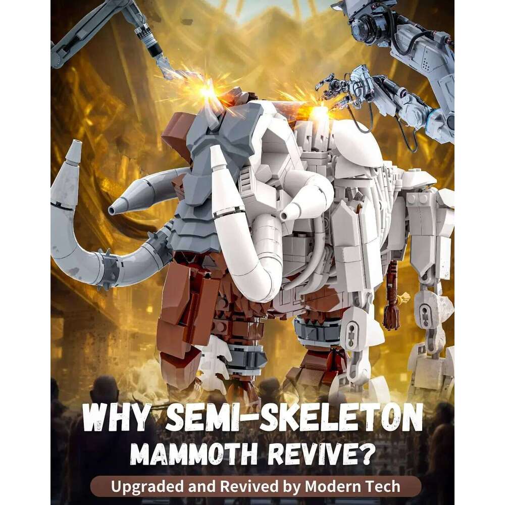 1310PCS Skeleton Mammoth Building Blocks Sets Jurassic Animal Model Creative Desktop Ornament Birthday Gift For Boys Kids Toys Z260306