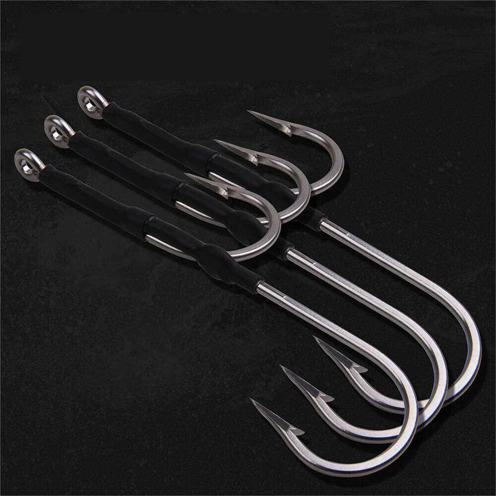 2Pcs Big game jig Assist Saltwater Trolling Live bait Fishing Hooks for Shark Tuna Marlin Wahoo Large fishhooks S260305