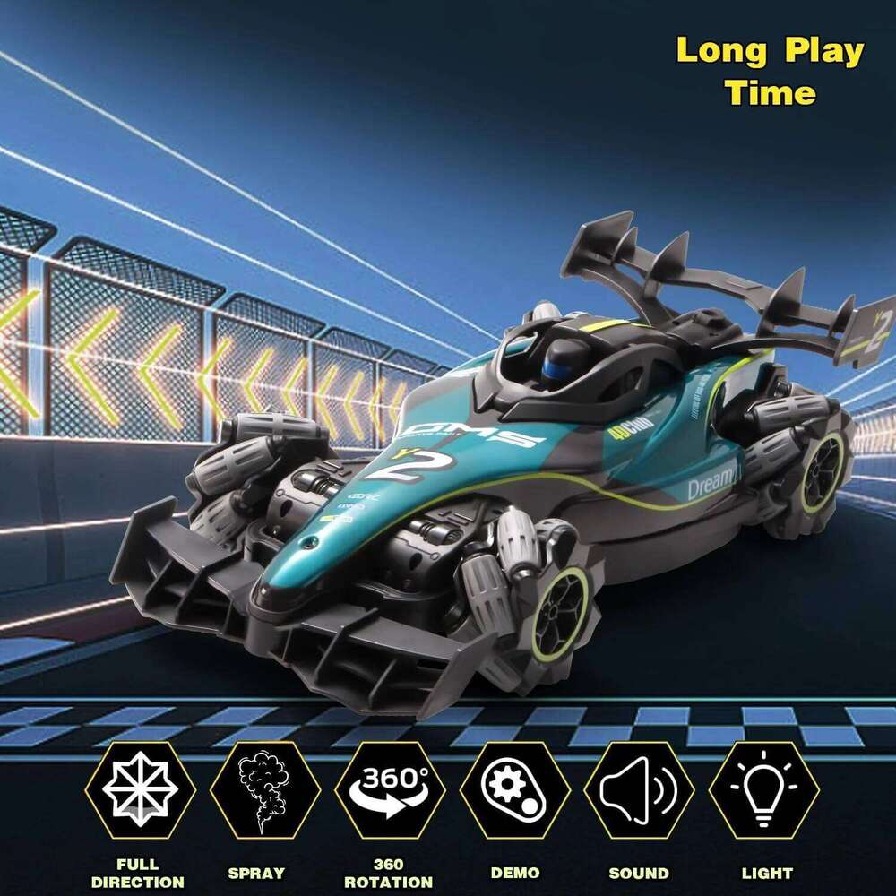 Y2 RC Car, Drift Car with Light Spray, 2.4Ghz 4WD 360 Remote Control Racing Stunt Cars Electric Toys Model Gifts for Kids Boys C260305