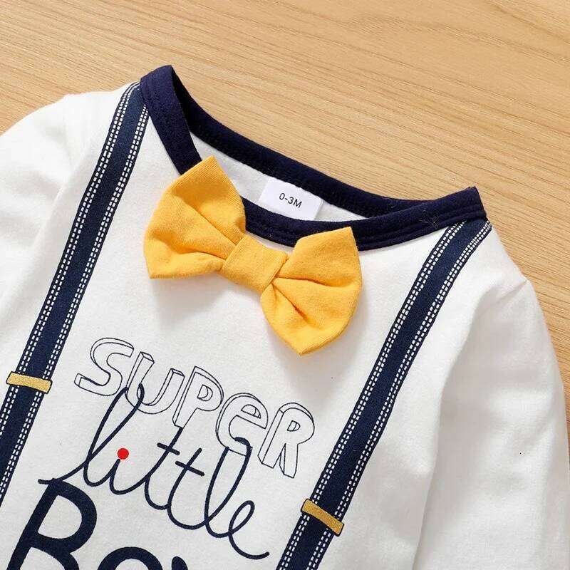 Letter Printed Small gentleman Long sleeved Jumpsuit for Newborns Baby Boy 0-18 Months in Spring and Autumn Z260306
