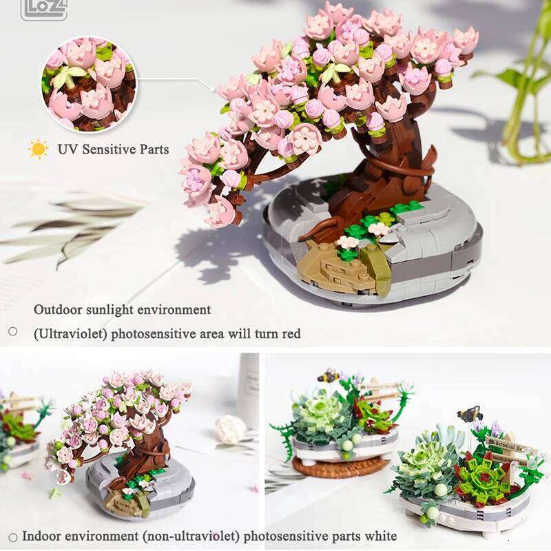 Mini Bouquet Building Blocks Flowers Succulent Cherry Blossom Bonsai 3D Model Home Decoration Children's Assembly Toy Girl Gift Z260306