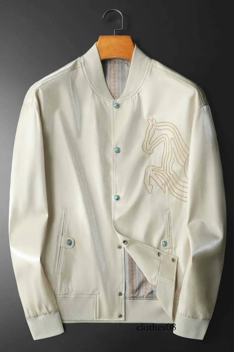 Minglu Baseball Collar Casual Men's Jackets High Quality Spring Autumn Horse Embroidery Male Coats Plus Size 5XL Man Overcoats
