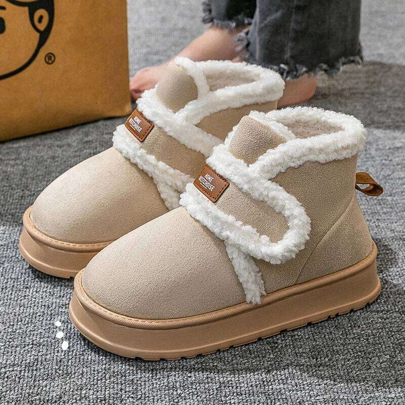 Litfun Winter Fluffy Cotton Non-slip Platform Indoor Snow Plush Lining Warm Comfy House Women's Ankle Boots