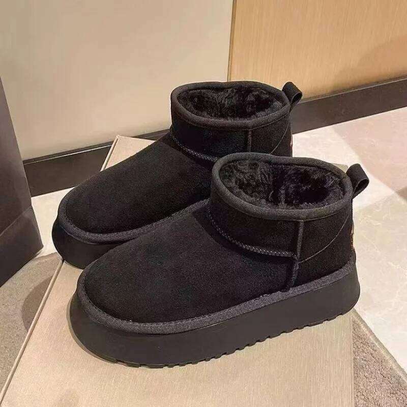 2025 New Women's Winter Ankle - Fashion Comfortable Platform Warm Fur-Trimmed Short Boots for Ladies