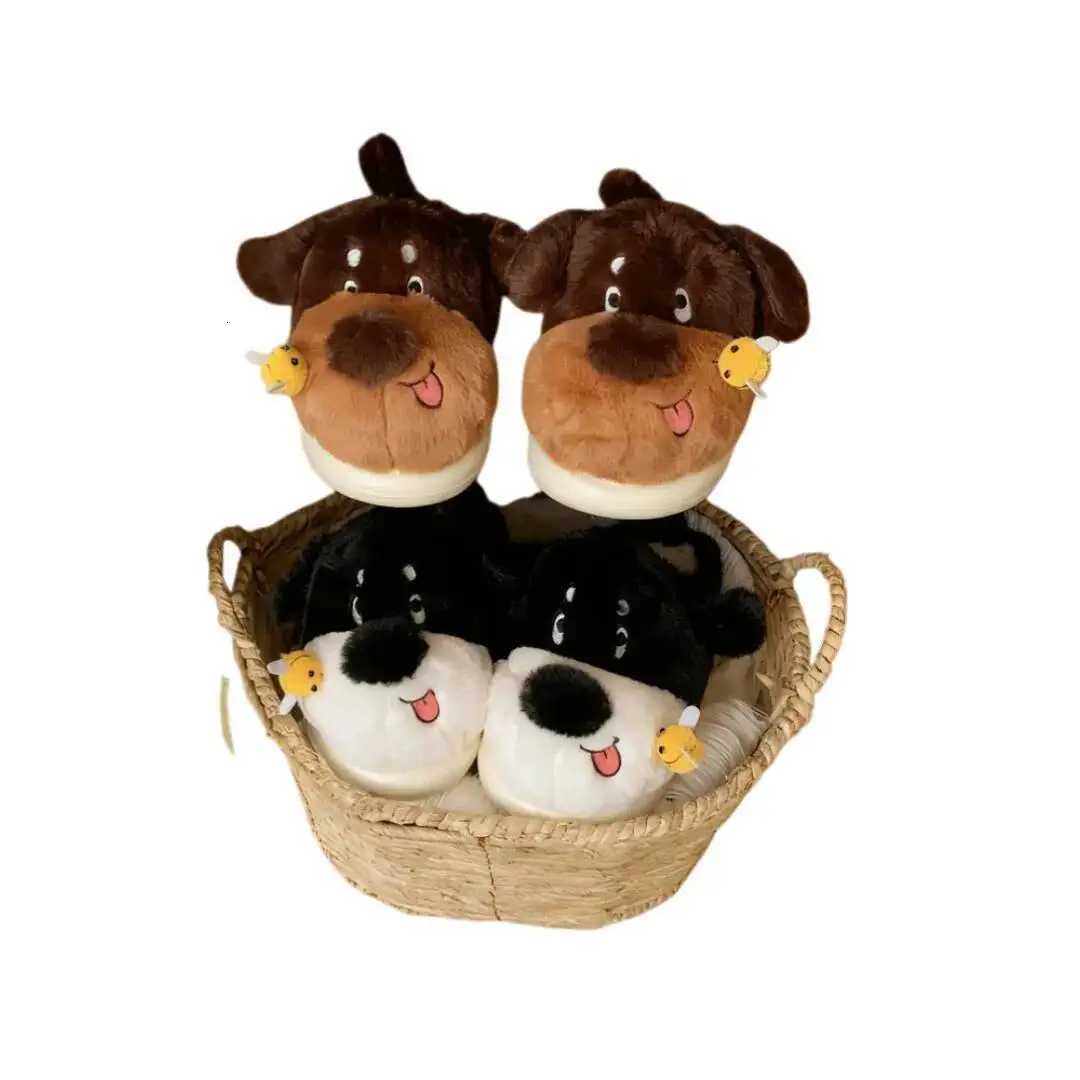 Unsiex Puppy Home Slippers 2025 Autumn Winter Cute Dog Fur Slippers Design Non Slip Plush Household Shoes For Men Women S260305