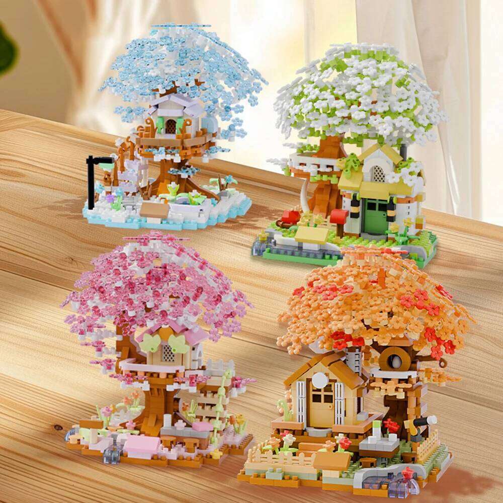 Four-Season Cherry Blossom Building Blocks Set DIY Tree House Model Crystal Flower Home Decor Gift Toys Z260305