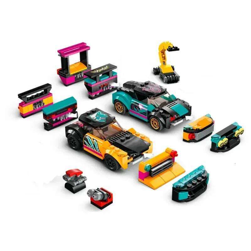 Compatible MOC Sets City Series Building Blocks 60389 Custom Garage Car Service Center Children's Gift Assembling Toys Z260306