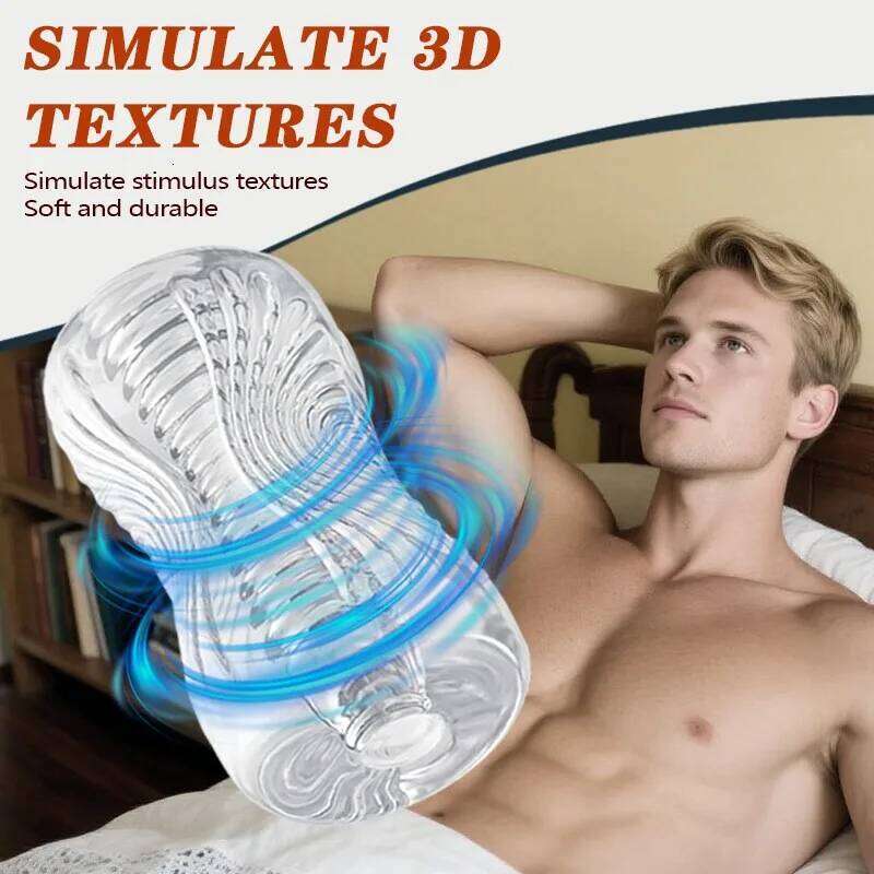Clear Visible TPE Spiral Masturbator Cup for Men Penis Delay Training Device Adult Sex Toy W260305