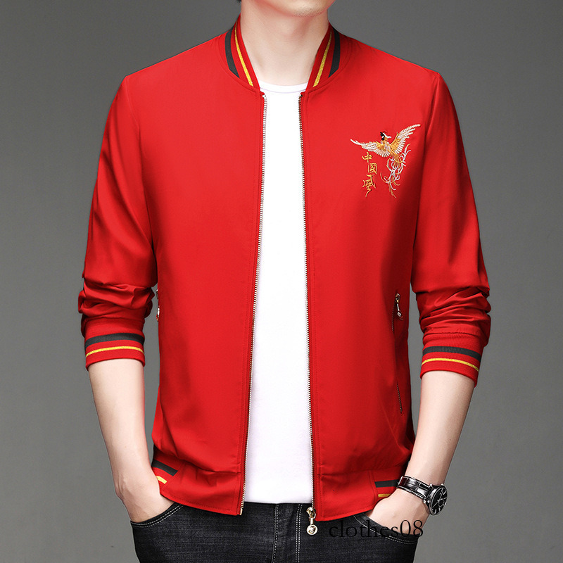 New European style trendy Chinese-style embroidered for men, casual slim-fit men's flight jacket