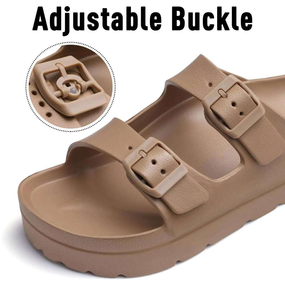 Litfun Fashion Thick Sole For Women Lightweight EVA Beach Shoes With Adjustable Buckle Summer New Orthopedic Slippers