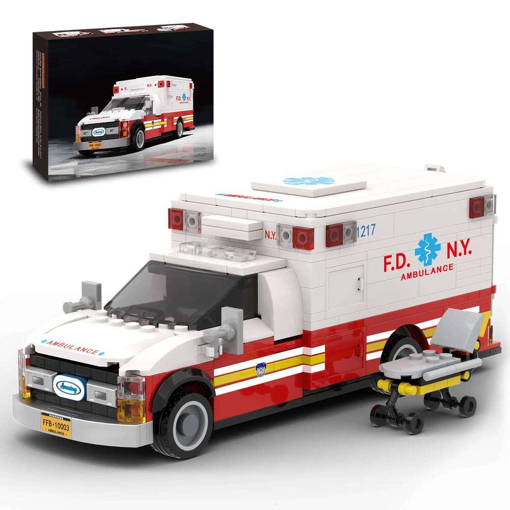 660PCS American Ambulance Building Blocks With Stretcher City Emergency Vehicle Model Bricks Ornament Kids DIY Toys Holiday Gift Z260305