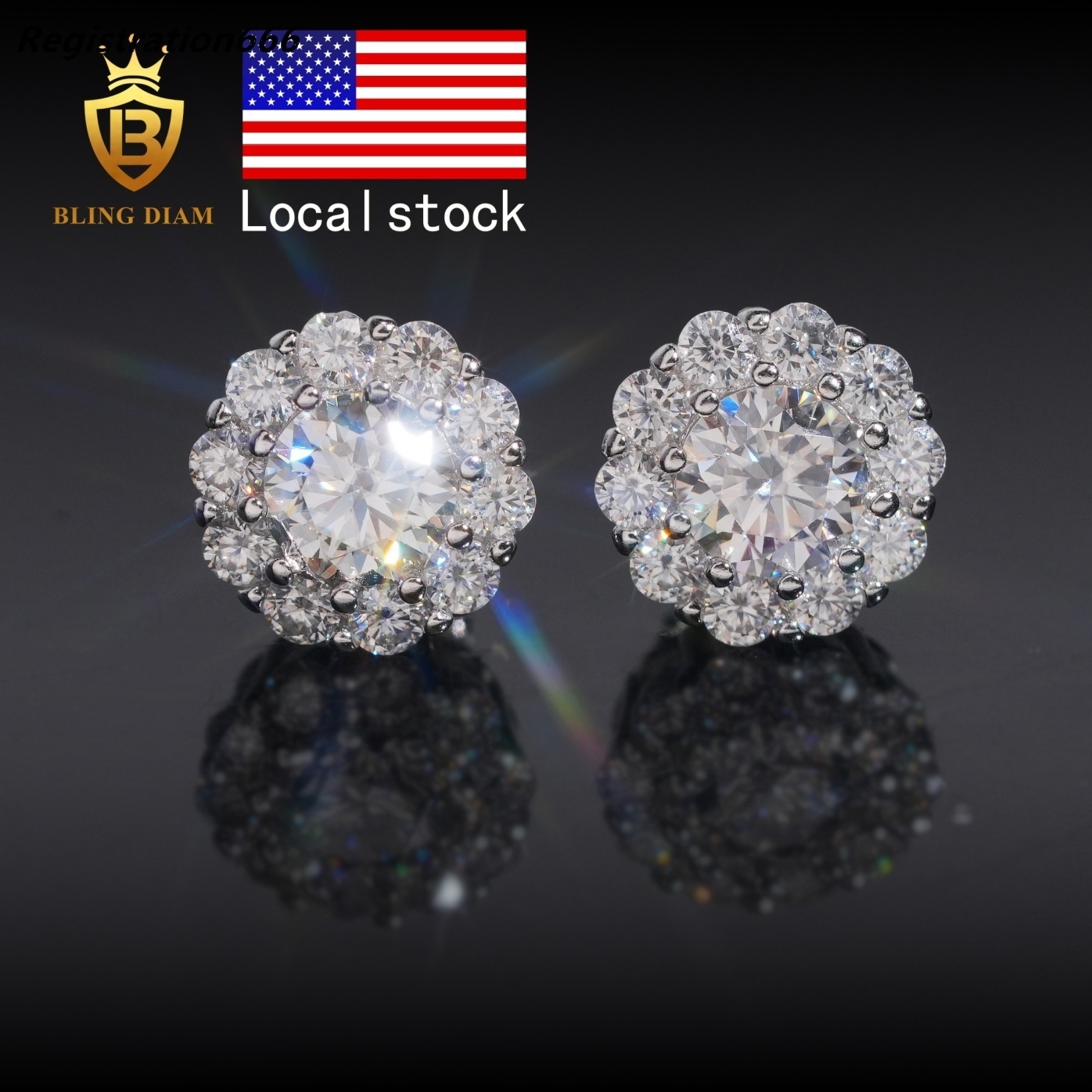UAS Local Stock Luxury 925 Sterling Silver Vvs Moissanite Gra Certifficate Real Small Flower Shaped Earrings 88mm Screw Back