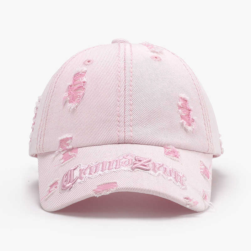 Spring Color-Block Distressed Letter Embroidery Mens Large Head Circumference Personality Fashion Baseball Cap Womens Outdoor Curved Brim Duckbill Cap