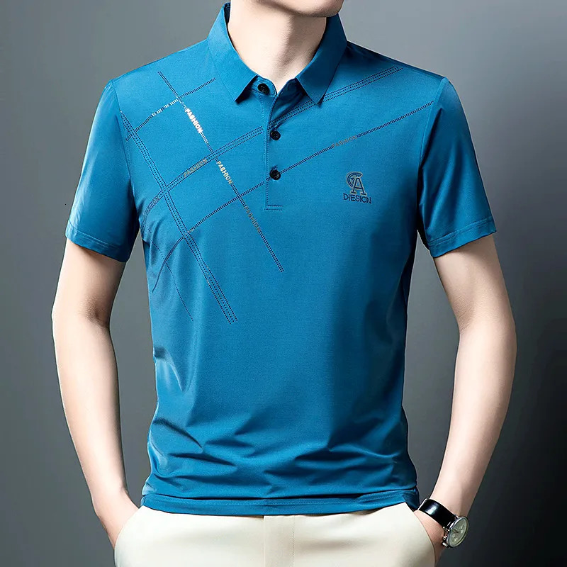 High Quality Ice Silk ventilate Short Sleeve polo shirt Mens Top Summer Embroidery Casual Business Paul T-shirt 260304