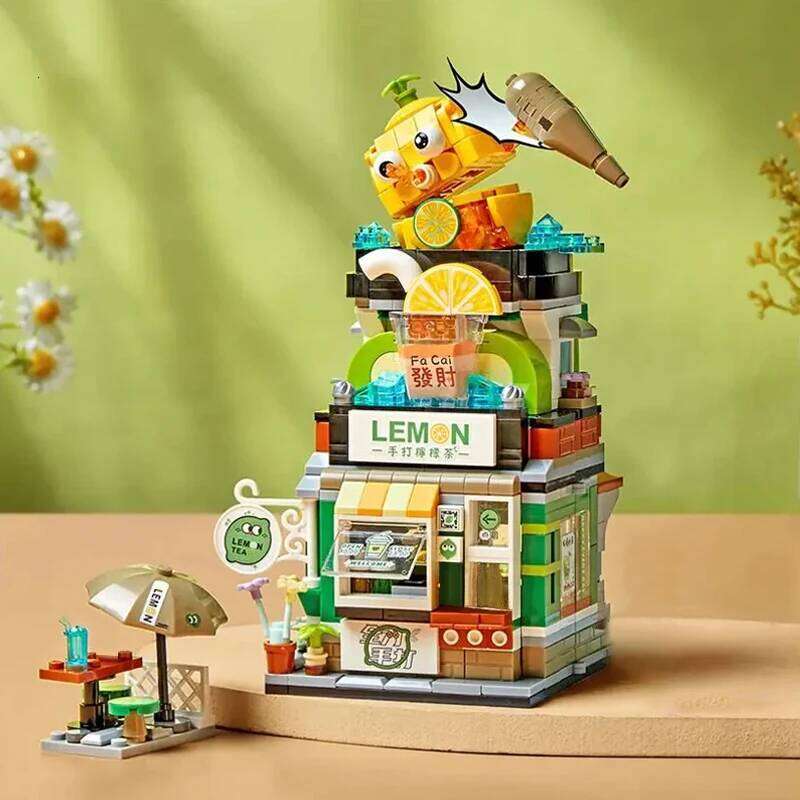 Loz Classic Folding Street View Lemon Milk Tea Building Blocks Luosifen Shop Restaurant House Toys For Kids Gifts Z260305