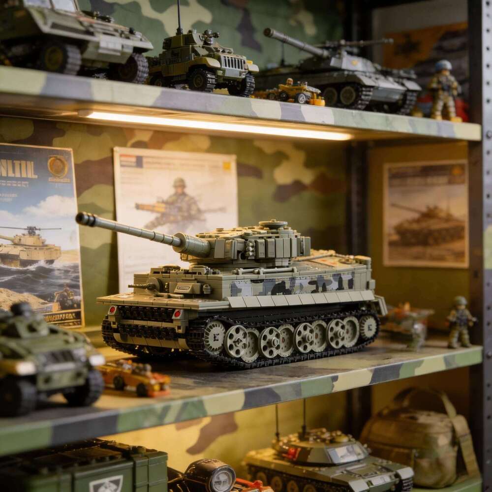 Military Series Model Tiger Heavy Tank Building Block Set World War II Creative Toy Suitable as a Holiday Gi Z260306