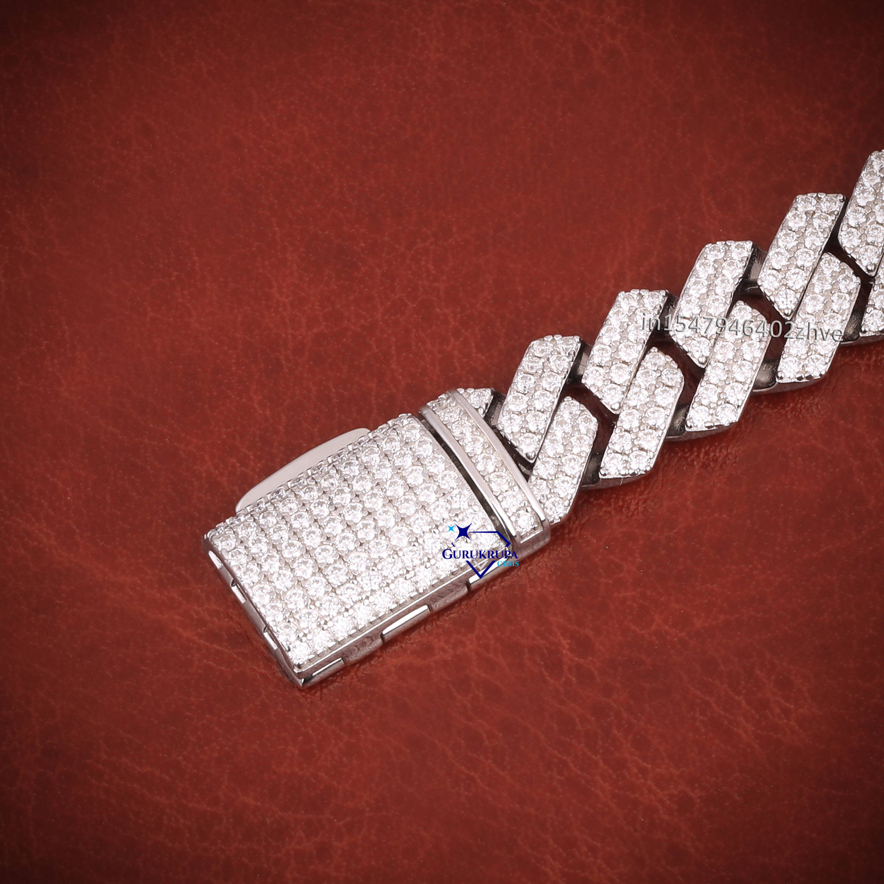Fully Iced Out Round Brilliant Cut Moissanite Diamond 925 Sterling Silver Mens Unique Cuban Link Bracelet Hip Hop Style For Men