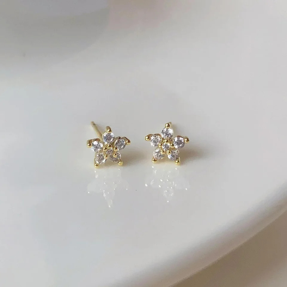 Five-Pointed Star Zircon Earrings S925 Sterling Silver Elegant Trendy Womens Accessories Gift for All Occasions 260303