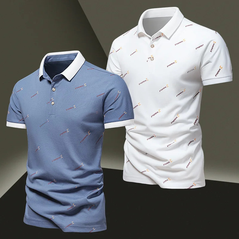 2026 Summer Mens Ice Silk Cotton T-shirt Mens High end Business and Leisure Polo Short sleeved T-shirt Mens Top 260304