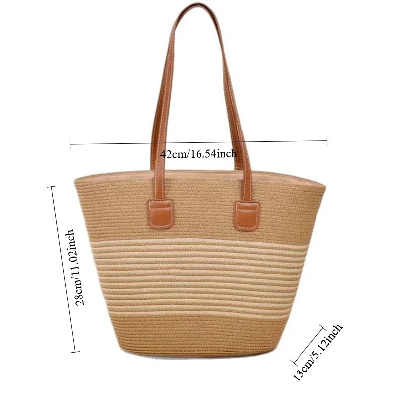 Womens Large Capacity Shoulder Bag Summer Straw Woven Basket Handbag Fashion Female Beach Bag Bali Shopper Tote 260303