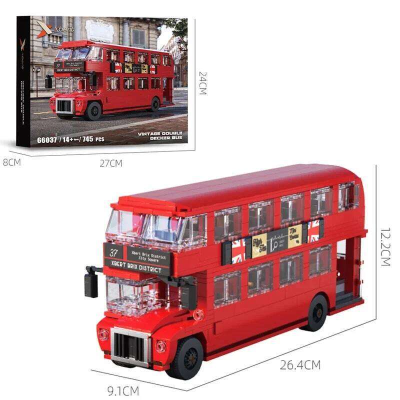 745PCS British Retro Double Decker Building Blocks City Tour Bus Model Bricks Desktop Decoration Toys For Kids Holiday Gifts Z260305