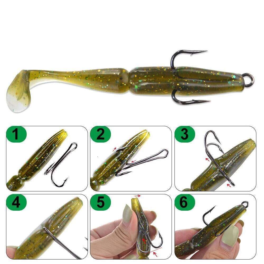 FTK 20PCS High Carbon Steel Duple 1/2/4/6/8# Double Fishing Hooks Barbed Carp Fishhook For Soft Worm Lure S260305