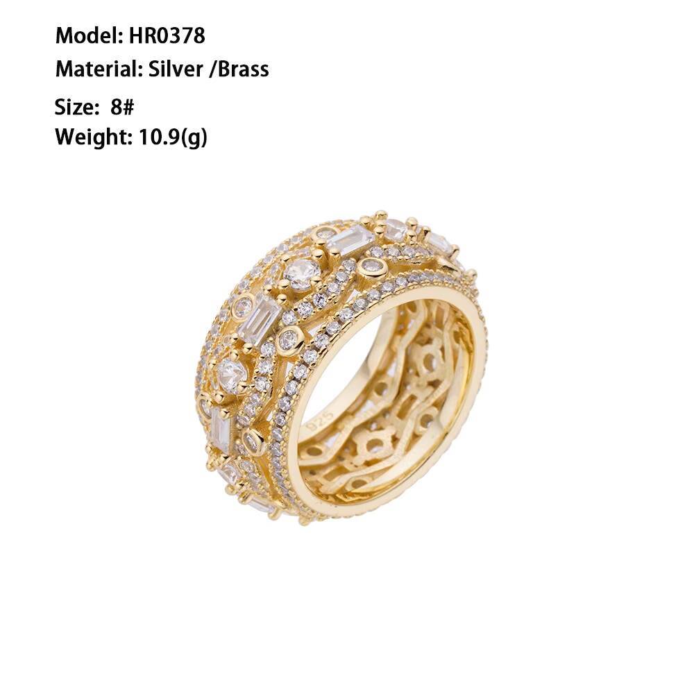 Hip Hop Cz Ring Rose Gold Brass 18k Gold Plated Ice Out Street Zircon 925 Sterling Silver Diamond Moissanite Ring for Men