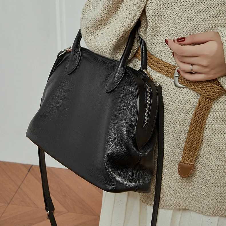 Vintage 100 Genuine leather Shell Bag Versatile Large Capacity Top Handle Handbag Designer Shoulder Bag Crossbody Bags H260306