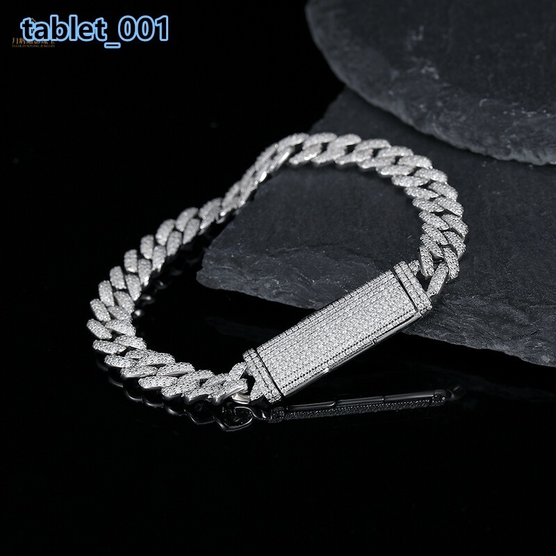 Fashion Hip Hop Jewelry Moissanite 6mm 8mm Moissanite Cuban Bracelet 925 Sterling Silver Vvs Moissanite Double Row Tennis Chain