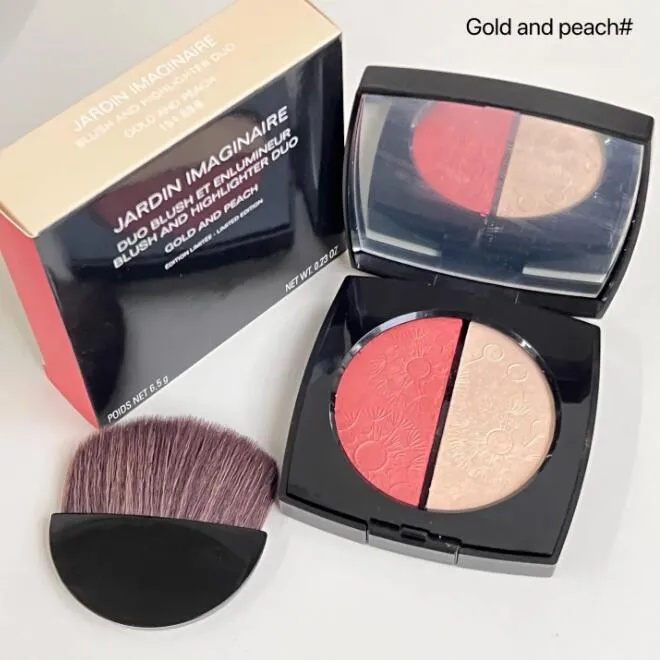 Brand Jardin Imaginaire Face Makeup Highlighter Blusher 6.5g Double Color Powder Palette Blush And Highlighter Duo Light And Berry Gold And Peach Beau
