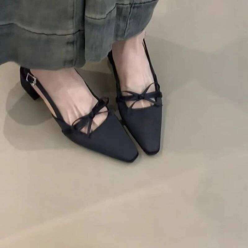 Bow Strap Women's 2025 Summer New Fashion Shoes for Design Open Toe Thick Heel Outdoor Slippers Ladies Zapatillas Mujer