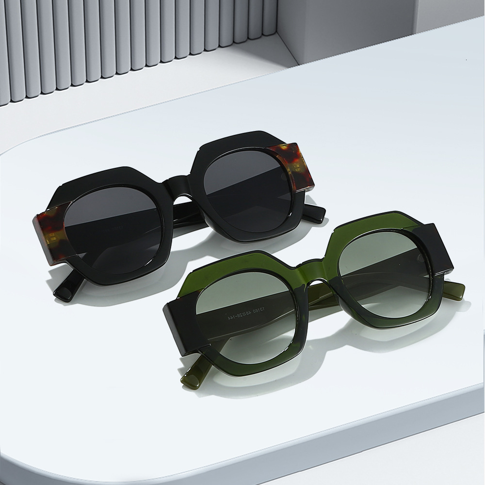 25 New Round Color Block Fashion European and American Style Personality UV Protection High-End Sunglasses