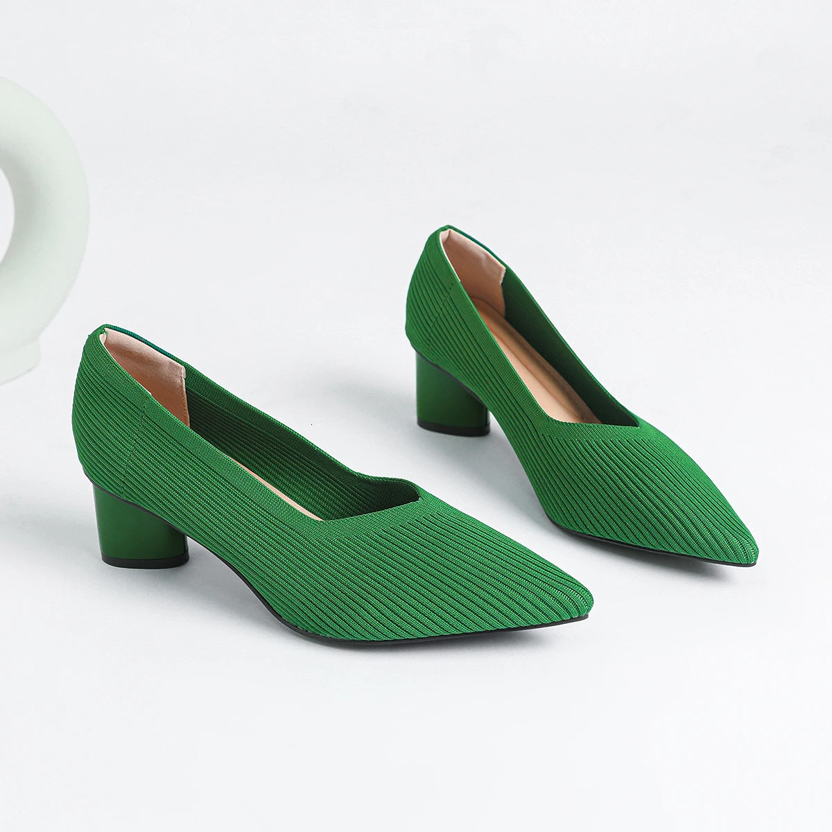 Womens high heels pointed knit breathable and comfortable shoes 5cm high for autumn 260306