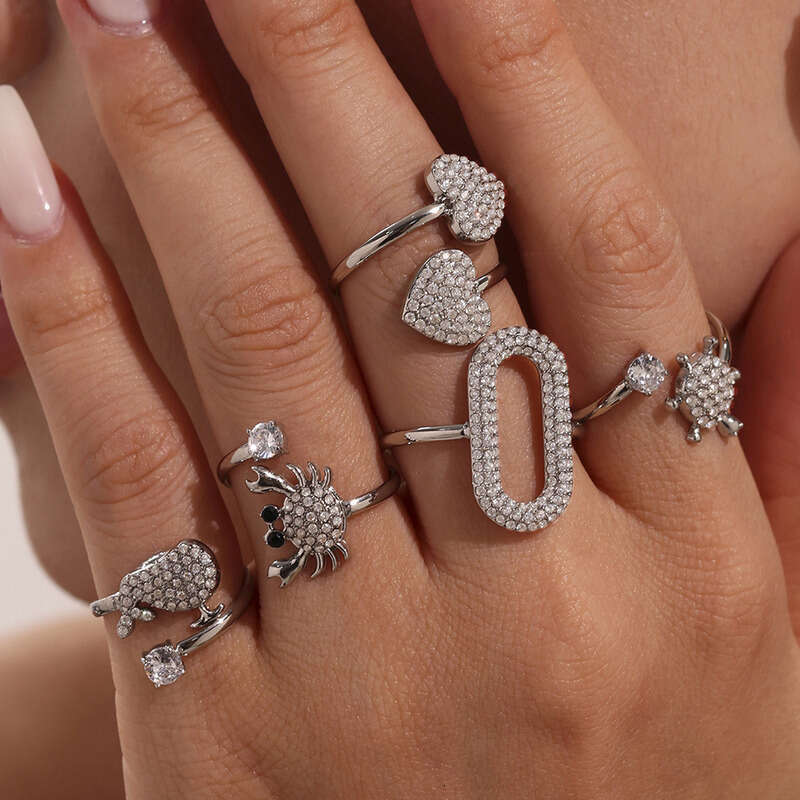 Women's Hip Hop / Rock Ring: Geometric Gold-plated Diamond-studded Open Personality Heart-shaped For Women Simple & Stylish Adjustable Ring Party