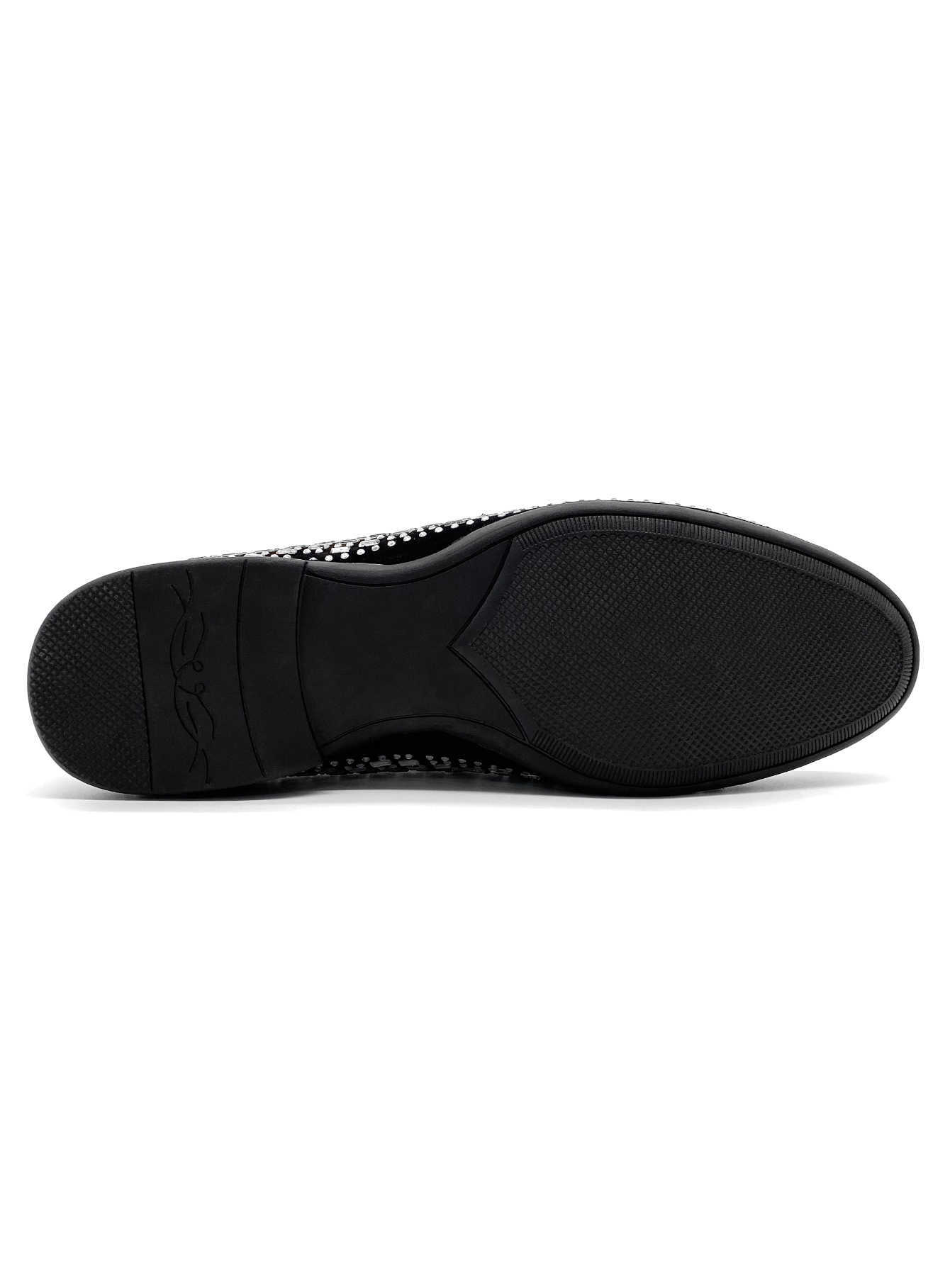 Men's Wedding Dress Shoes Black Velvet Full Rhinestone Slip On Loafers Luxury Crystal Embellished Formal Party Prom Nightclub Shoes for Men