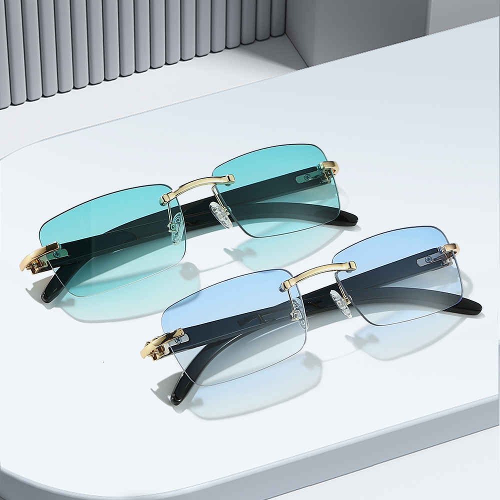 25 new frameless sunglasses for men women, trendy and unique square-frame sunglasses, UV protection, slimming, sunshade, simple design