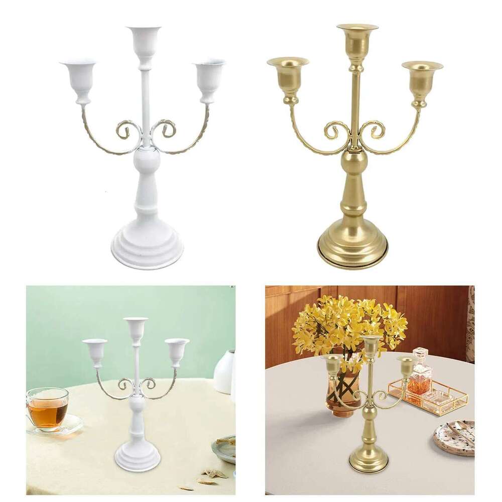 Metal Candelabra Centerpiece Simple Crafts Pillar Candle Holder Candleholder for Wedding Party Dining Home Living Room XJ260305