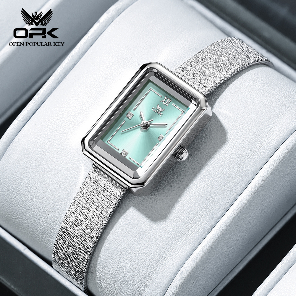 New OPK brand watch, fashionable small square, small and exquisite, high-end feel, women's waterproof quartz luxury watch
