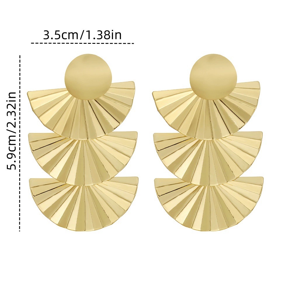 Elegant Multi-Layer Fan-Cut Metal Earing Accessory - Perfect Statement Piece