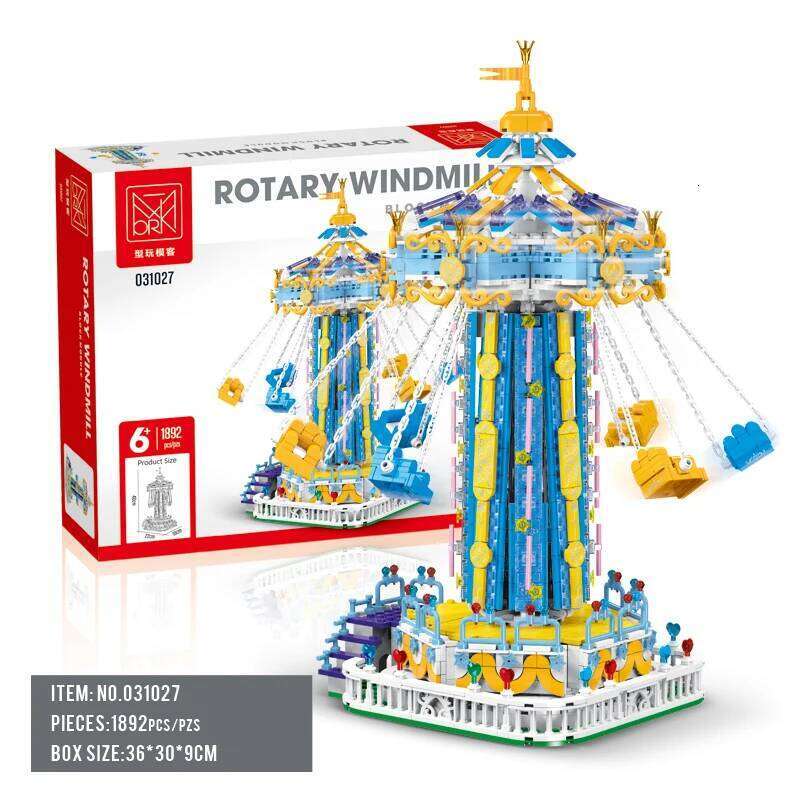 1892Pcs Creative Lighting Amusement Park Building Blocks Bricks Model MOC Rotating Windmill Toy for Childrens Christmas Gift Set Z260306