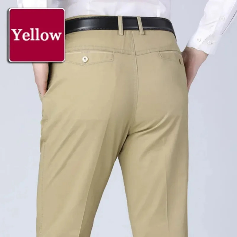 Mens Summer Thin Pants Classic Casual 100 Cotton Business Fashion Stretch Solid Comfortable Elastic Straigh Trousers KOACUS 260306