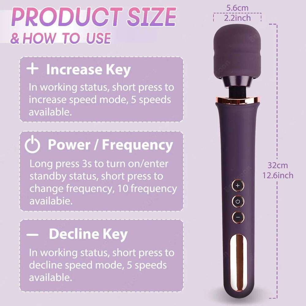Personal Massager 10 Speed Powerful Big Handheld Cordless Magic Wand Vibrator Clitoris Vibrators Sext Toy for Women W260305