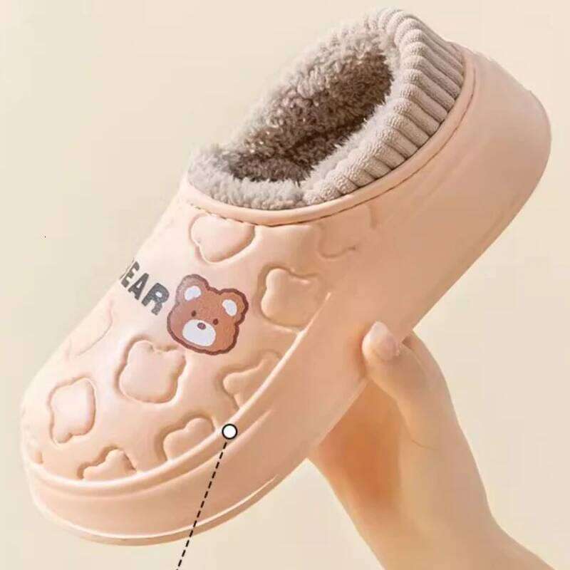 Litfun Winter Plush Lining Women's Waterproof EVA Light Fluffy Indoor Slides Furry Warm Cozy Slippers For Women