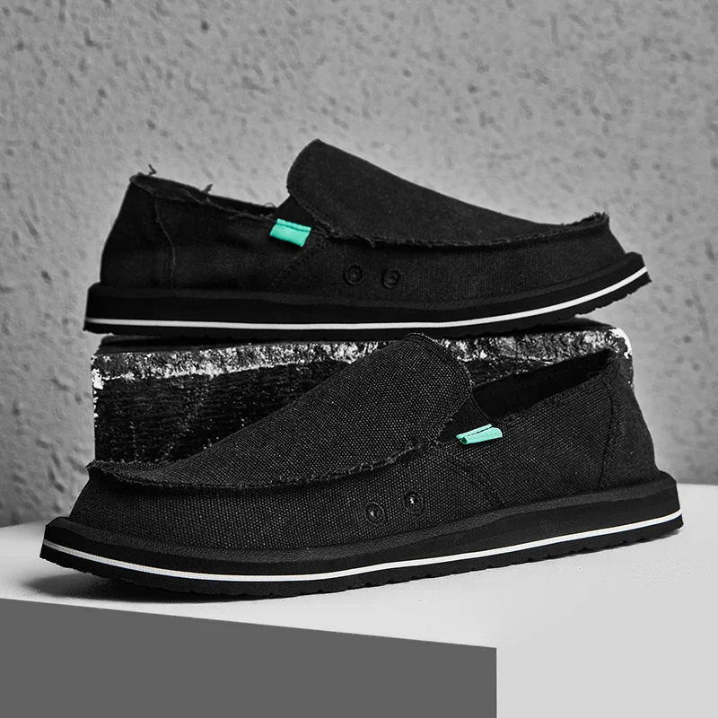2026 Spring Handmade Canvas Casual Men Shoes Fashion Sneakers Man Loafers Breathable Low Top Flat Shoes Soft Driving 260305