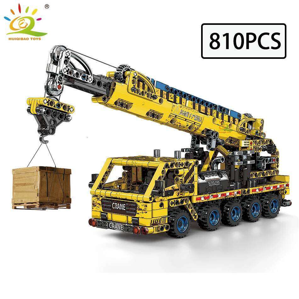 HUIQIBAO Moc Engineering Truck model Building Block Excavator Crane Car City Construction Tech Brick Set For Children Kids Gift Z260305