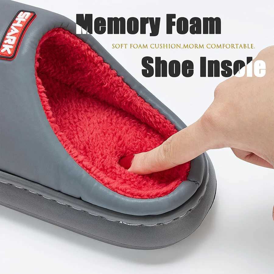Cute Platform Mens Slippers For House Imitation leather Furry comfy memory foam soft couple shoes non-slip winter warm slippers S260305