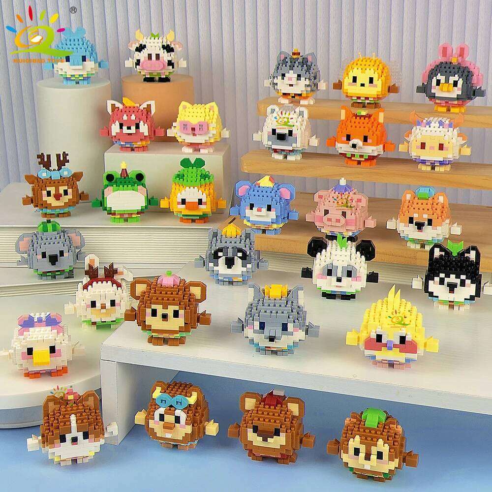 HUIQIBAO Mini Cute animal Micro Building Blocks 3D Diamond BEE Cat Panda Model Bricks DIY City Construction Toys for Children Z260306