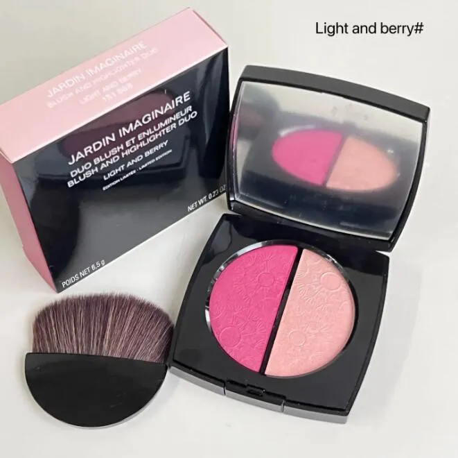 Brand Jardin Imaginaire Face Makeup Highlighter Blusher 6.5g Double Color Powder Palette Blush And Highlighter Duo Light And Berry Gold And Peach Beau